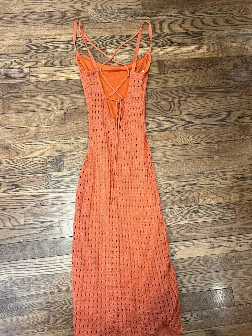 Lulu’s orange crochet dress small - Picture 3 of 4